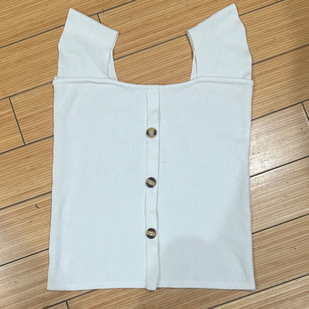 White Button-Down Crop Top